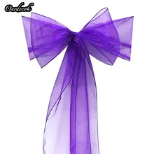 100 ПИРСЫ темно-фиолетовый цвет органза крышка стула бант банкет Свадебная вечеринка украшение