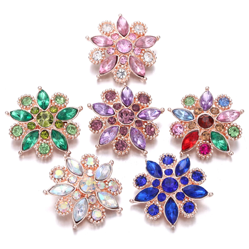 6 шт./лот кнопки ювелирные изделия розовое золото любовь сердце 18 мм Цветы Кнопки