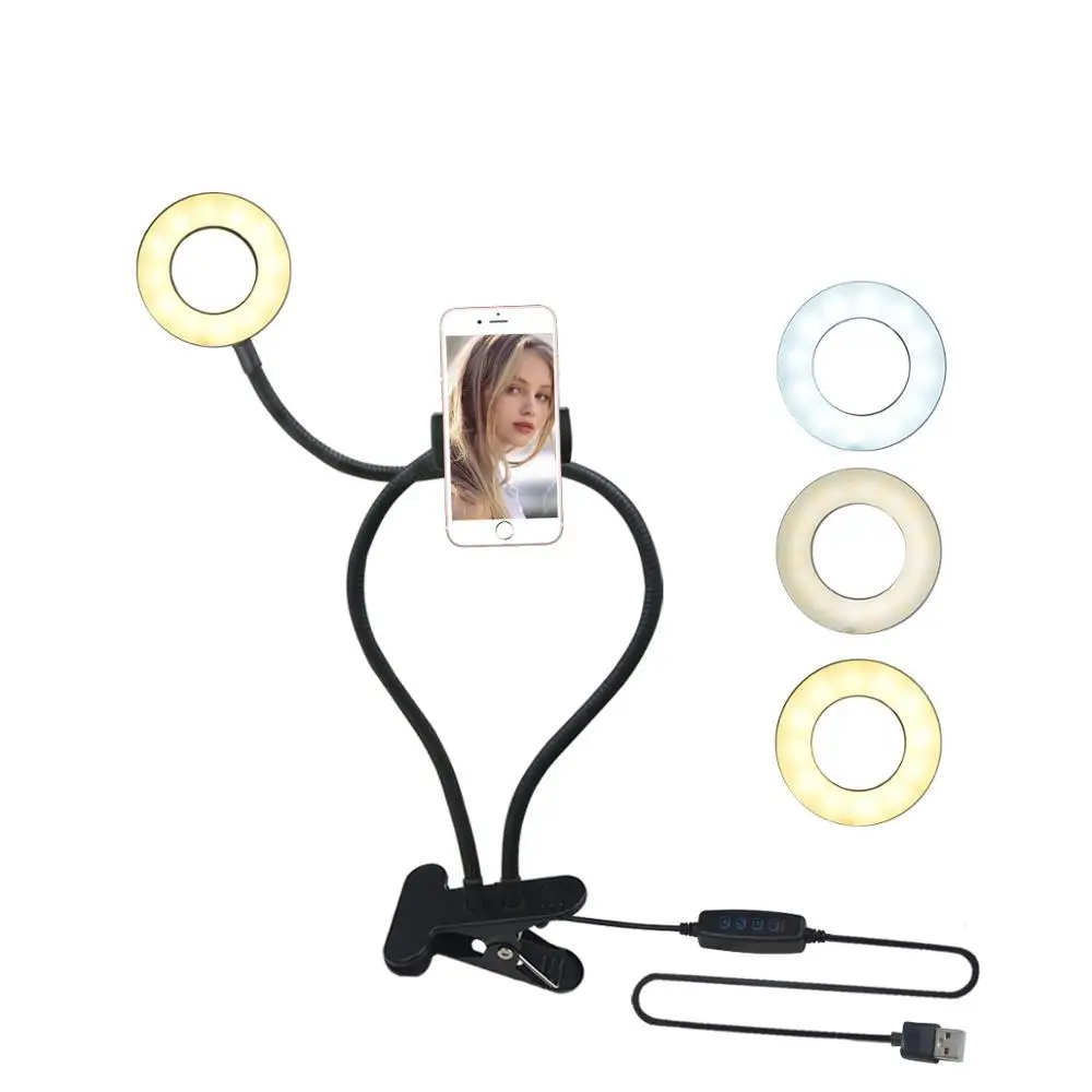 Селфи светодиодное световое кольцо для макияжа туалетный столик лампа полный Профессиональный макияж свет студия видео Live потоковая камера лампа - Испускаемый цвет: Black Body