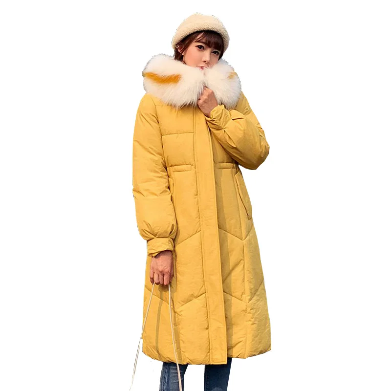 Длинные толстые парки с большим меховым воротником для женщин зима-30 градусов модная куртка пальто женские теплые хлопковые парки с капюшоном холодная верхняя одежда