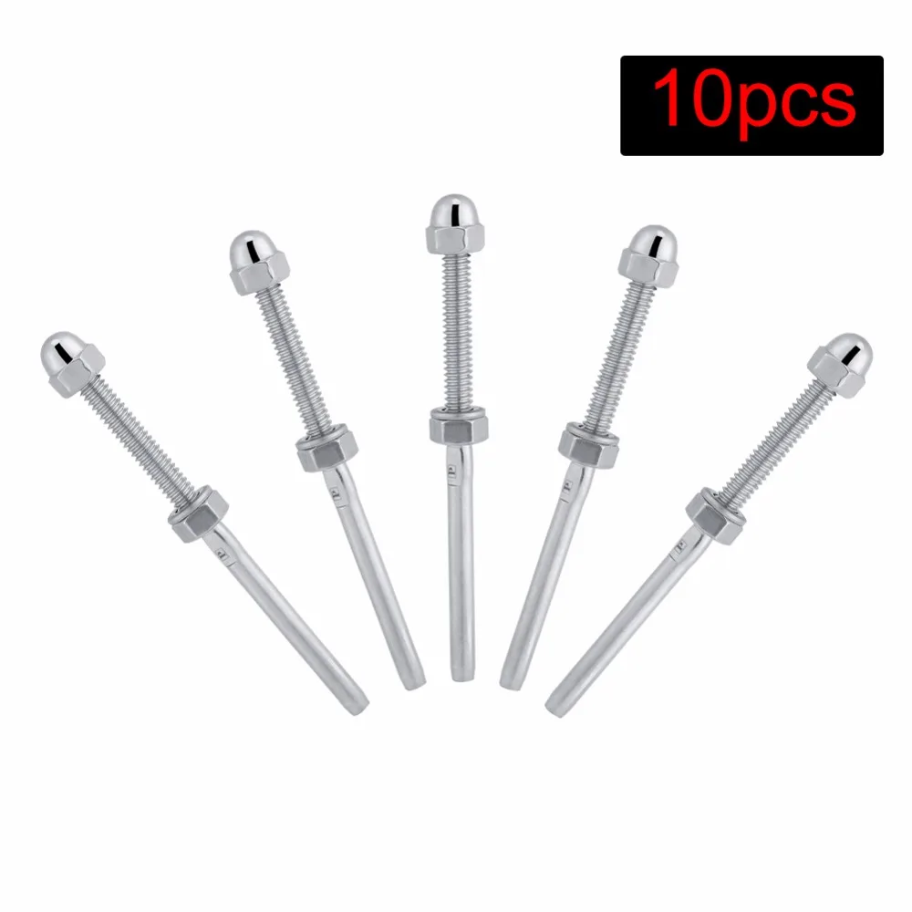 10 Pcs/lot Threaded Cable Tensioner Stainless Steel Threaded Tensioner Stud Ends for 1/8" Cable Railing System