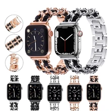 

Stainless Steel Strap For Apple Watch series 7 SE band 41/45mm Leather iWatch 6 5 4 3 Correa 40/44mm 38/42mm band Accessories