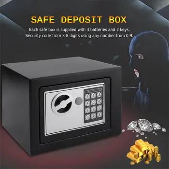 

4.6L Strongbox Solid Steel Electronic Safe Box With Digital Keypad Lock Strongbox Mini Lockable Money Cash Jewelry Storage Box