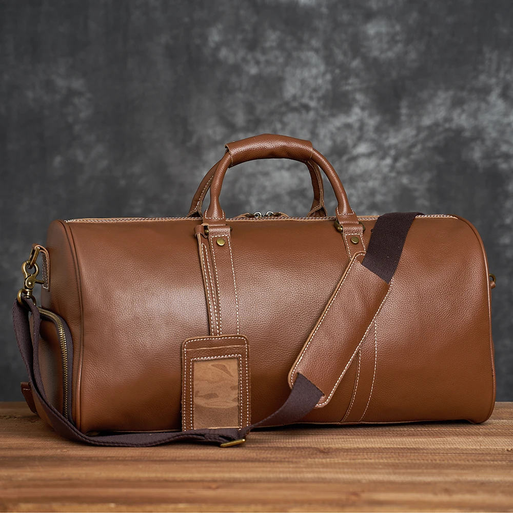 ZRCX Natural Cow Skin Travel Bags Men's Leather Overnight Bags Hand Luggage Men Male Weekend Bag Business Man 50cm