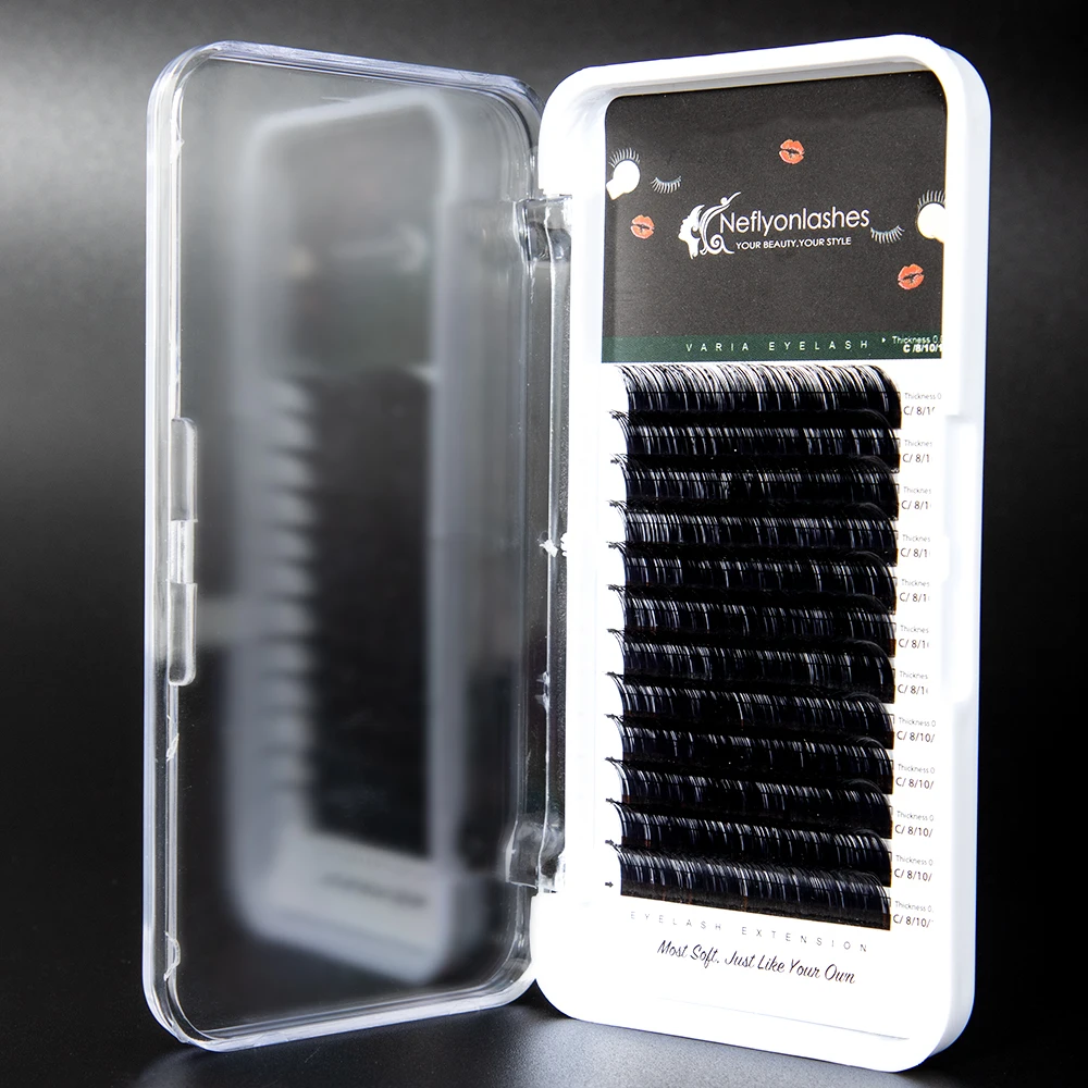 New Material Individual Camellia Lash Pandora Eyelashes Extensions 12 Rows Volume False Eyelash Mixed Length in One Strip