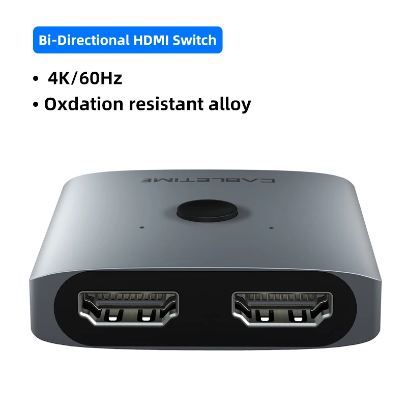 CABLETIME HDMI Splitter & Switch | 4K 60Hz 1×2 / 2×1 Adapter Converter for Lapto