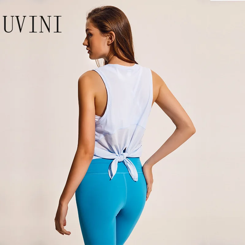 

Back Mesh Patchwork Sport Vest Women Loose Fit Solid Yoga Fitness Vest Breathable O-neck Gym Athletic Tank Tops XS-XL