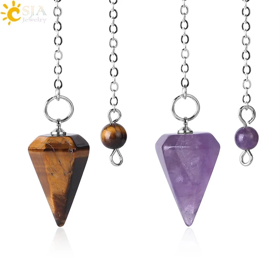 Permalink to CSJA Small Size Reiki Healing Pendulums Natural Stones Pendant Amulet Crystal Meditation Hexagonal Pendulum for Men Women F366