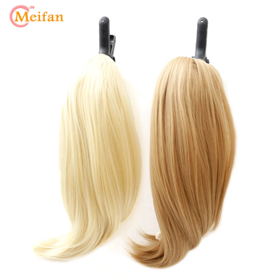 MEIFAN Claw on Ponytail Clip in Hair Extensions Straight Pony Tail Hairpiece High Temperature Fiber Synthetic Short Hairstyles