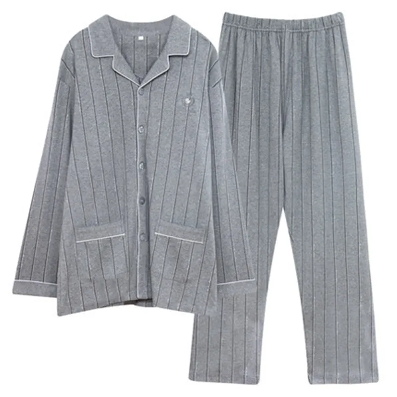 Pajamas men's spring and autumn pure cotton long sleeve men's all cotton autumn and winter plus size pajamas suit men's home Pajamas men's spring and autumn pure cotton long sleeve men's all cotton autumn and winter plus size pajamas suit men's home