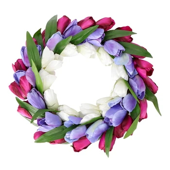 

Simulation Tulip Wreath Beautiful Refreshing Home Adornment Flower Garland Tulip Wreath for Holiday Home Wedding