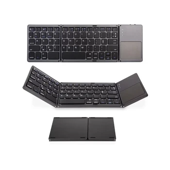 

Ultra Slim Wireless BT Keyboard Folding Keyboard Portable BT Keyboard with Touchpad for Windows/Android/iOS Grey