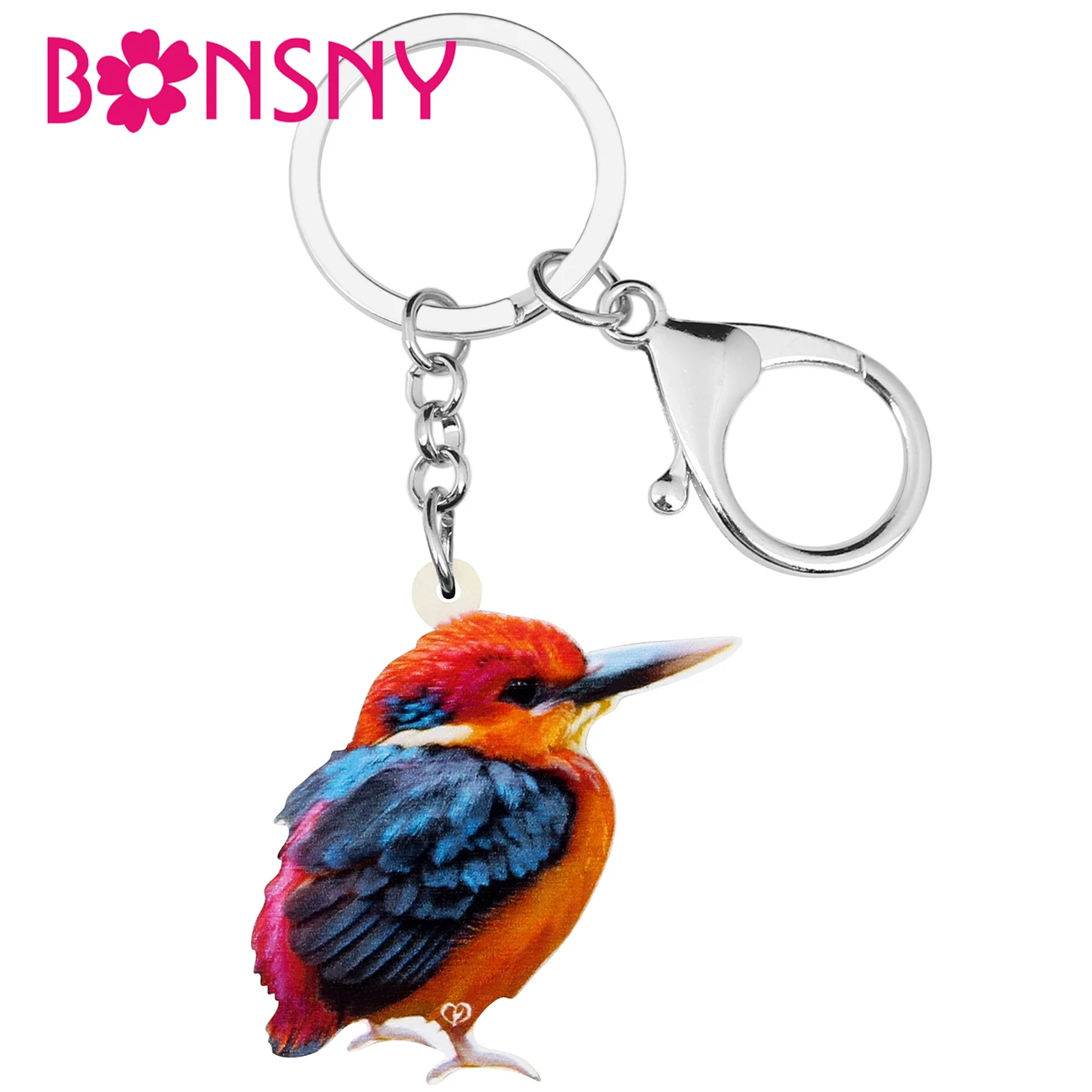 Bonsny Acrylic kingfisher Keychains Big Long Print Bird Animal Keyring Jewelry For Women Girls Teen Party Wallet Bag Decoration | Украшения