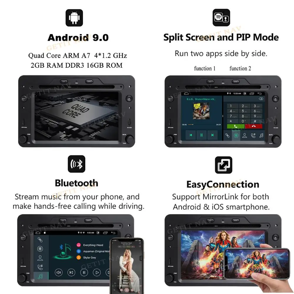 Cheap 5 USB Fast Charging Android 9.0 Car dvd Stereo player for Alfa Romeo Spider Alfa Romeo 159 Brera 159 Sportwagon with Radio GPS 1