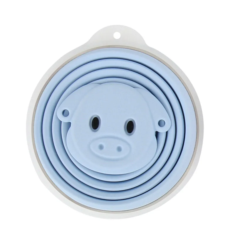 Light blue С изображением милой свинки для мальчиков хранение, силикон Кофе чашки Портативный телескопическая питьевой Чай чашки складной Чай чашка с крышками, аксессуары для путешествий, Tazas - Цвет: Light blue