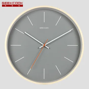 

Metal and Qumu Outline Border Silent Home Wall Clock: Quiet Gray Creative Simple Nordic Style Clock