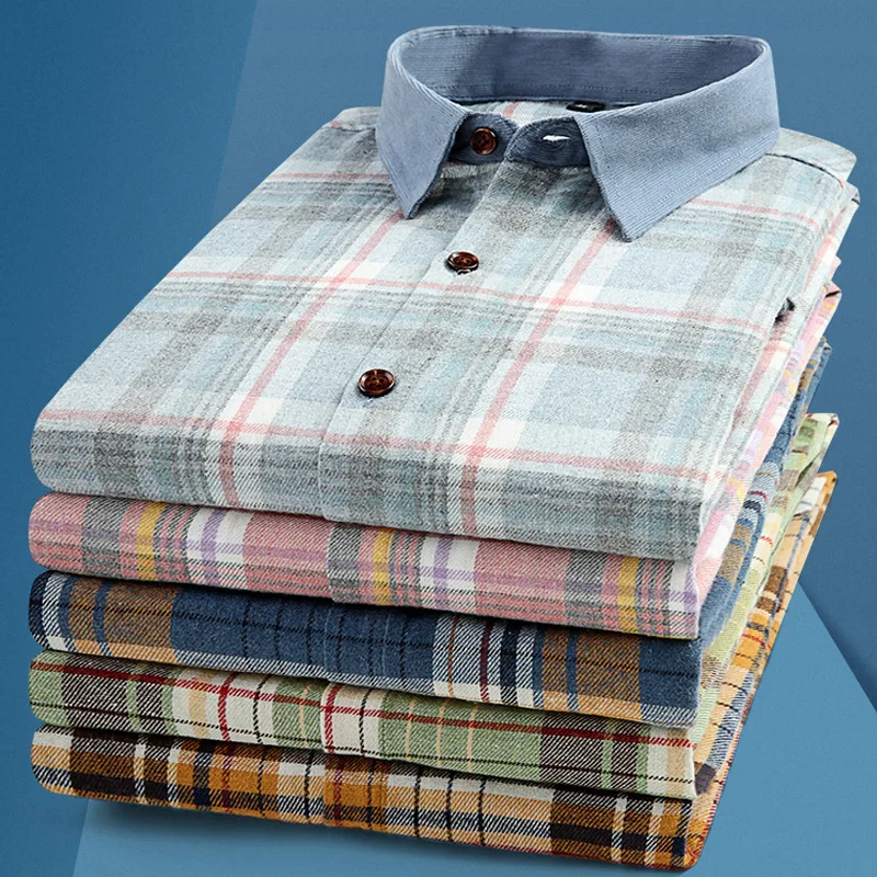 Мужская рубашка в клетку и полоску с начесом | одежда