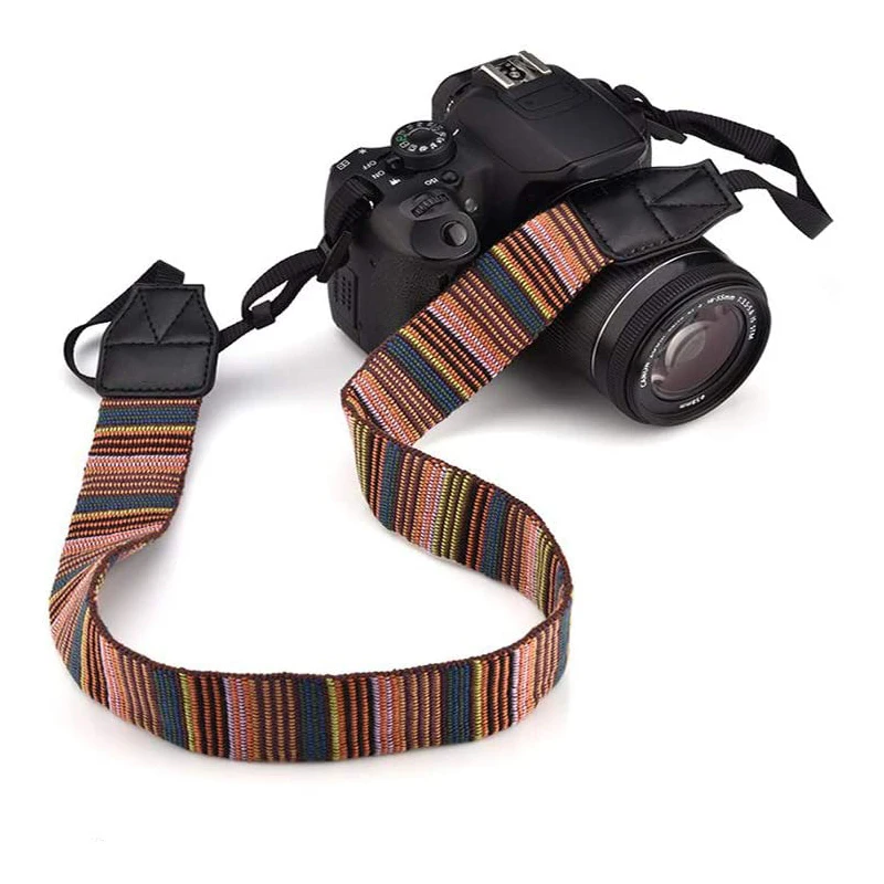 Slr Camera Vintage Style Stripes Soft Neck Straps Tracolla Per Nikon Canon Sony Dslr Fotocamere Photo Studio Accessorio