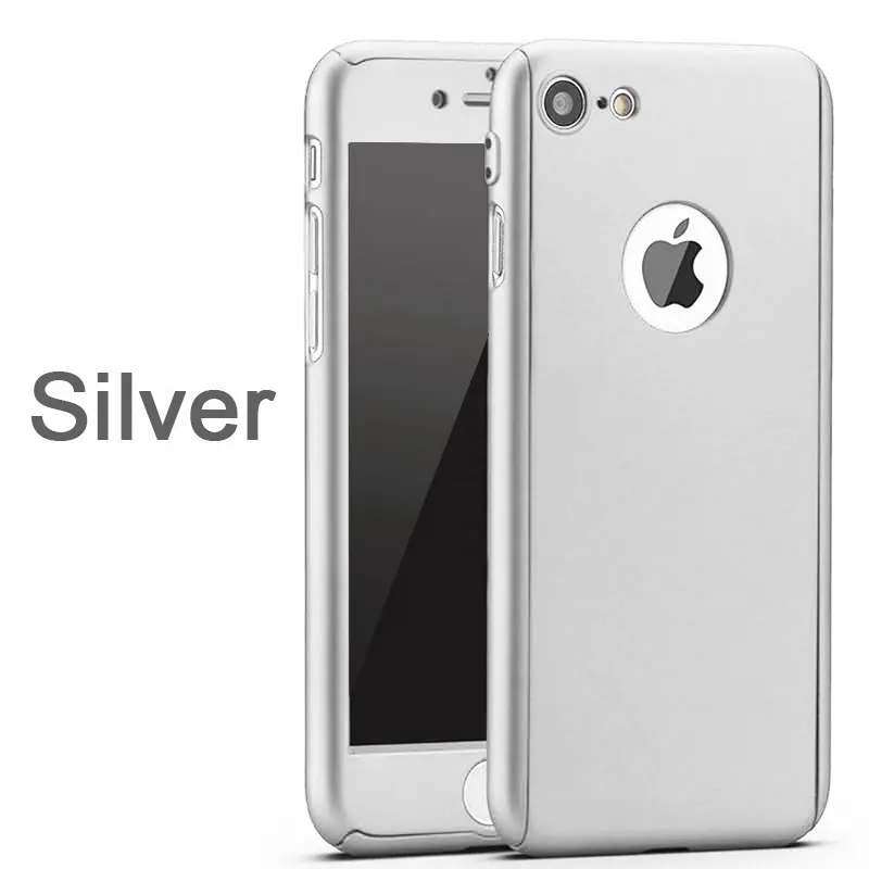 Silver Роскошный 360 полный защитный чехол для телефона для iPhone 6 6s 7 8 Plus Coque чехол для iPhone 11 Pro XS чехол для MAX XR 5 5S крышка со стеклом - Цвет: Silver
