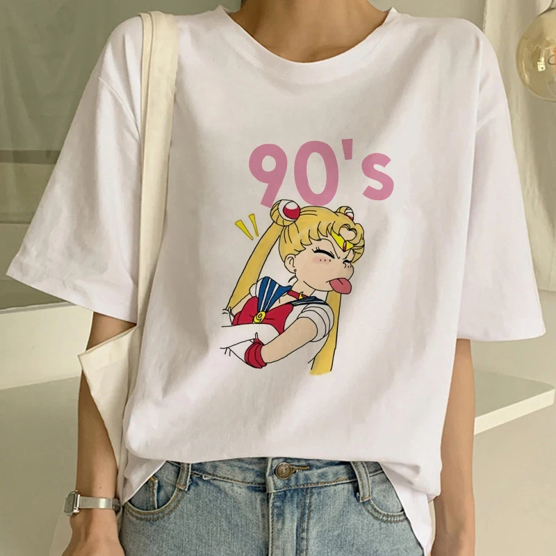 Женская футболка Sailor Moon New kawaii красивая с короткими рукавами и принтом в стиле