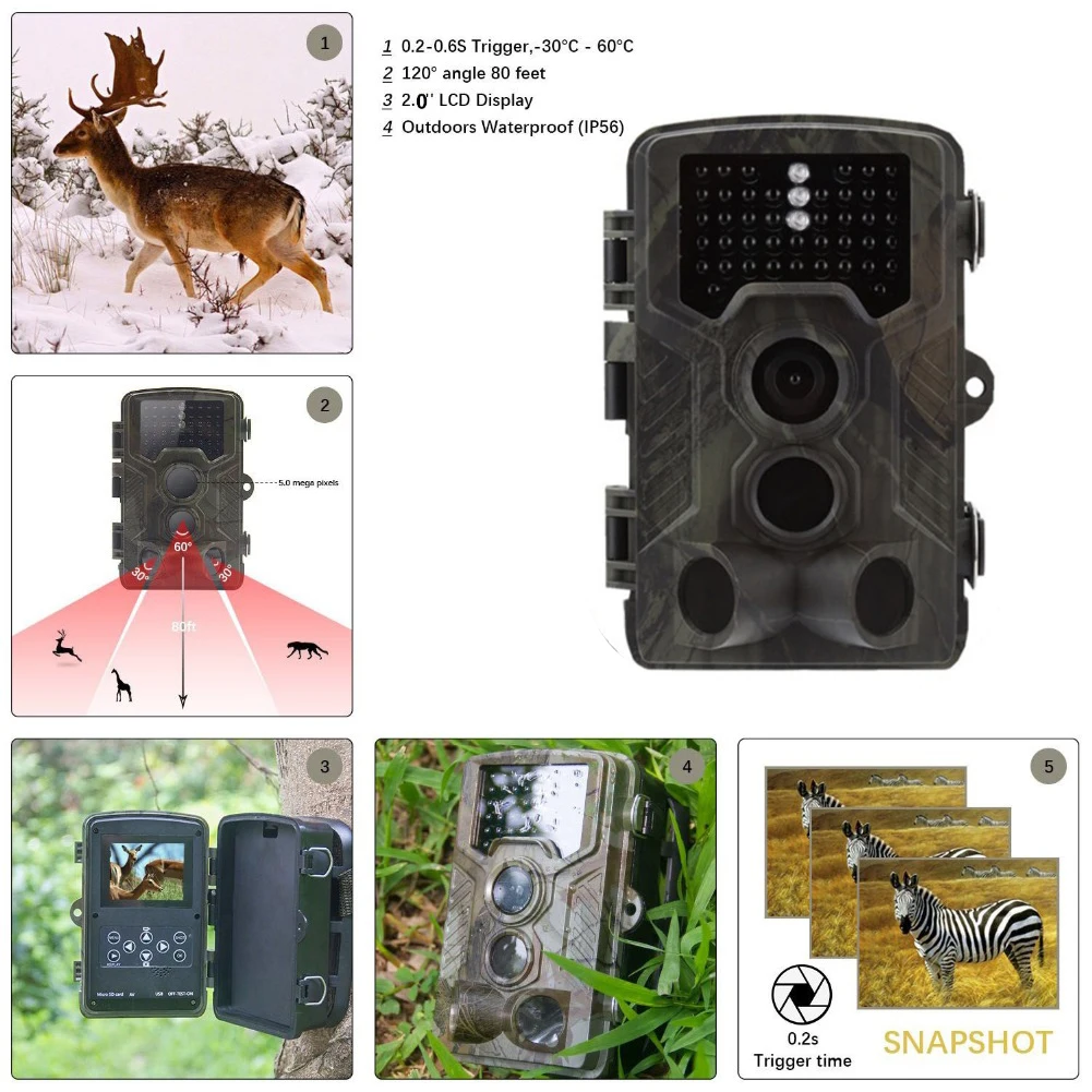 

HC-800A Hunting Trail Wild Night Vision Infrared Hunting Camera Cam NO MMS support with wide 120 Degrees Cameras Trap