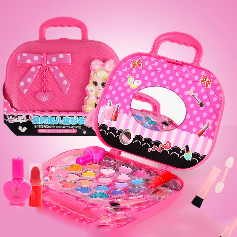 

Kid Makeup Set Toys Suitcase Dressing Cosmetics Girls Toy Plastic Safety Beauty Pretend Play Children Girls Makeup Games Gift