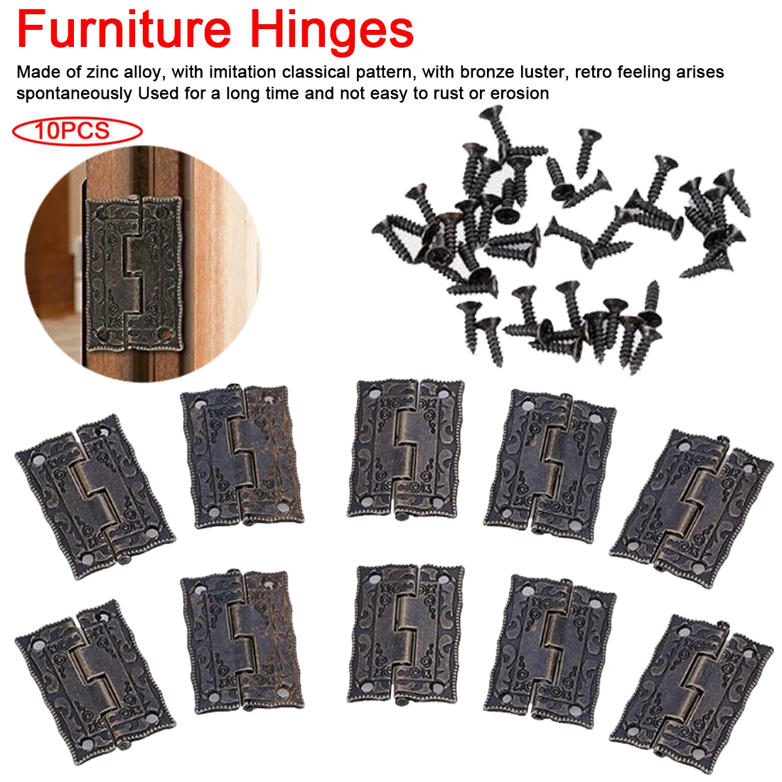 

Furniture Hardware 10PCS Antique Bronze Hinges Cabinet Door Drawer Decorative Mini Hinge For Jewelry Storage Wooden Box