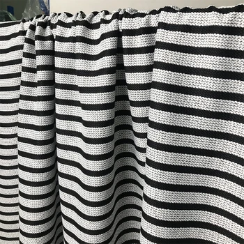 

Black and white horizontal stripes weave sofa decoration fabric spring and autumn skeleton stiff coat fabric free shipping