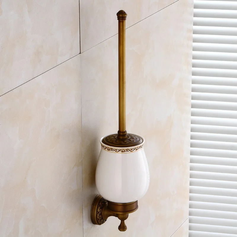 

European Type for Hotel Bathroom Toilet Brush Holder Antique Brass Color Solid Brass Material Wall Mounted Cleaning Brush Holder