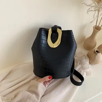 

Stone Pattern Bucket Bags For Women 2019 Luxury Solid Color Personality Shoulder Messenger Bag Lady Travel Handbags And Purse
