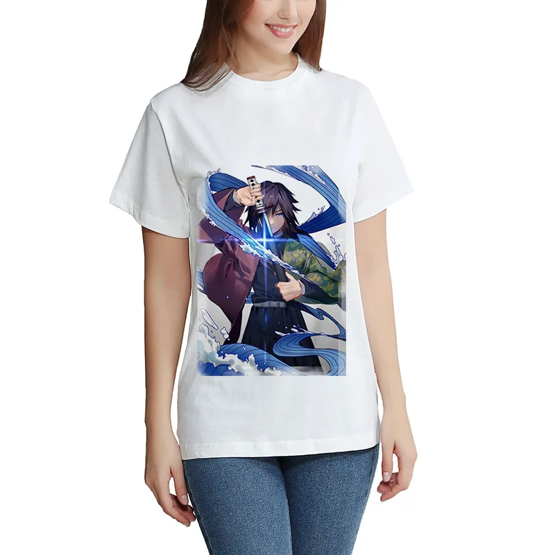 Kimetsu No Yaiba T-shirt Short Sleeve Men's And  Women's Tees Tops Kids Demon Slayer Oversized T Shirt DIY Photo Log Customized