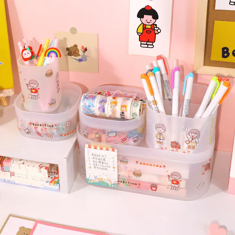 Yisuremia Kawaii Большой Ёмкость настольная подставка для ручек карандаш макияж ящик