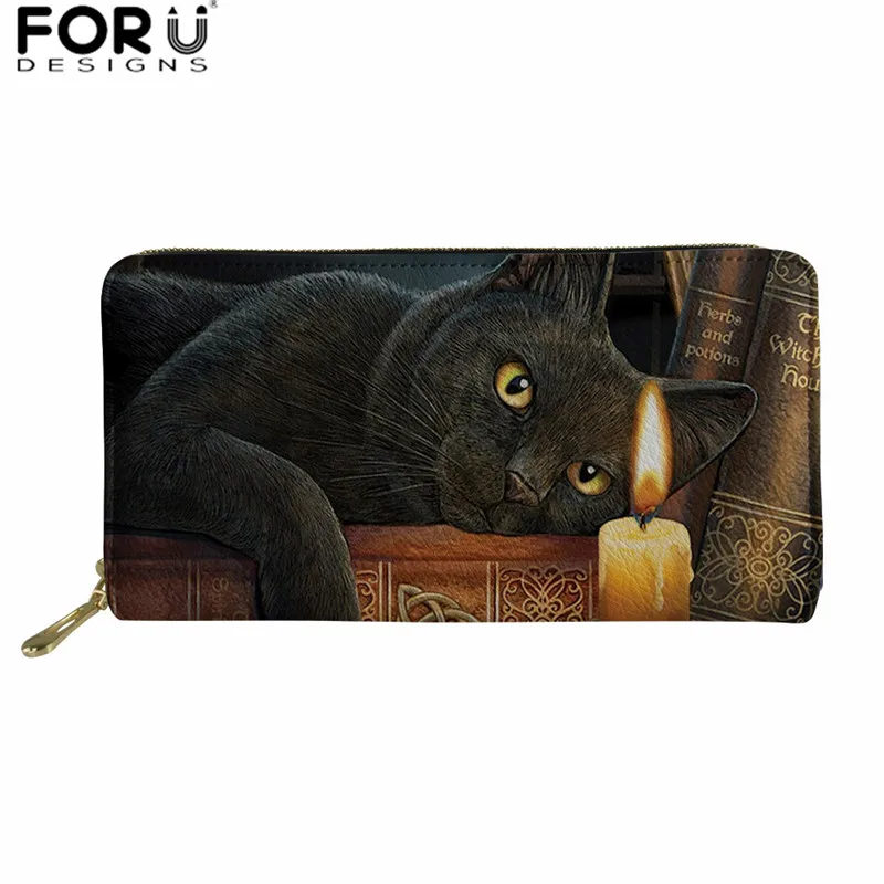 L5067Z21 FORUDESIGNS/женский волшебный Длинный кошелек с принтом черного кота, Женская ПУ, кожаная монета, карман carteira feminina, держатель для кредитных карт - Цвет: L5067Z21