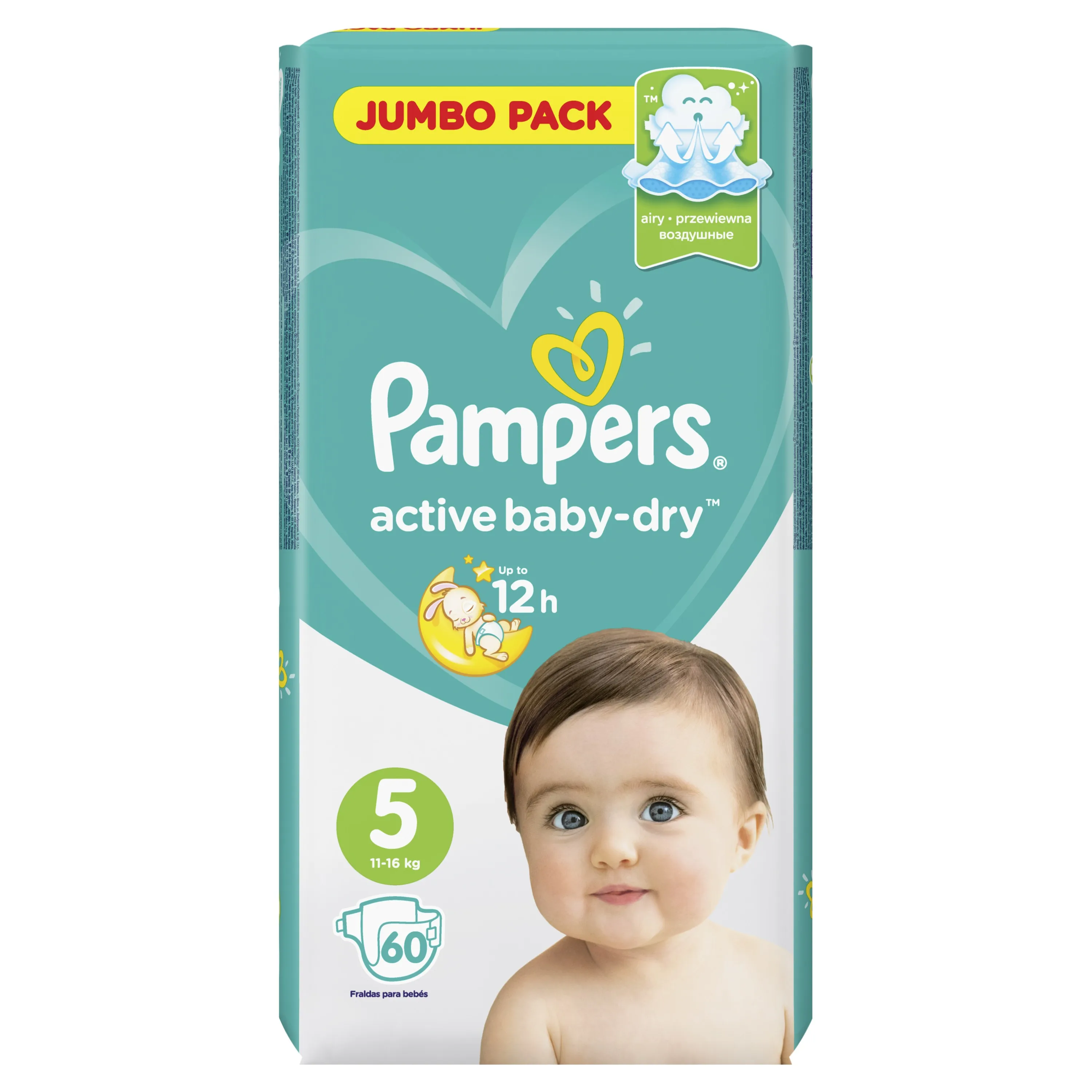 Подгузники Pampers Active Baby-Dry 11–16 кг размер 5 60шт. | Мать и