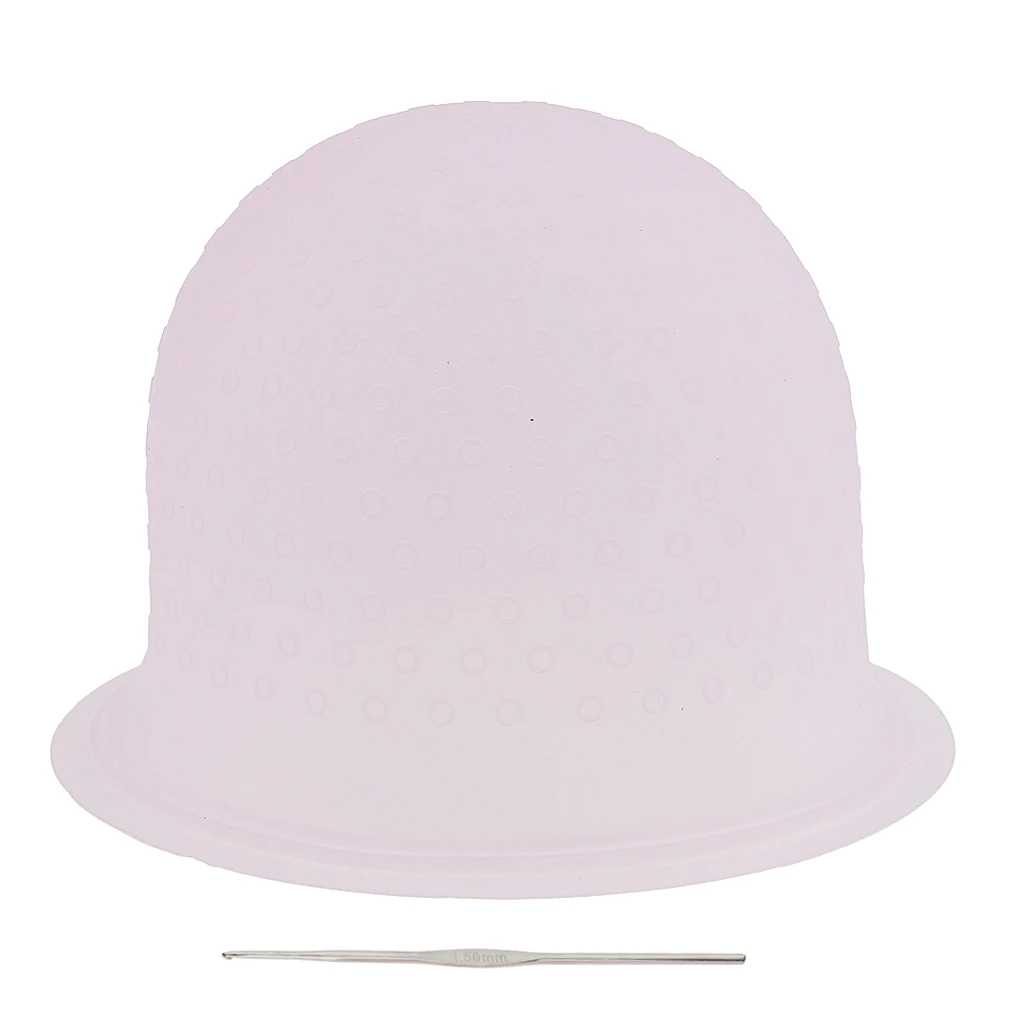 Reusable Silicone Dye Hat Hair Color Highlighting Hairdressing Cap + Hook Needle Frosting Dyeing Tools 