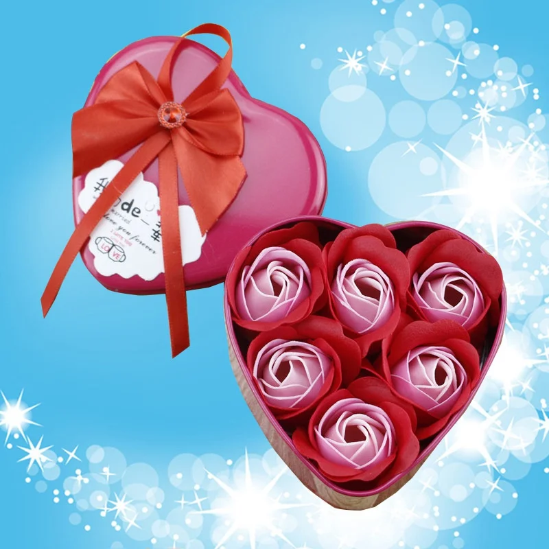 Роза Подарочная коробка мыло цветок подарок искусственный в форме сердца коробка творческий день Святого Валентина Подарки для девочек украшение дома свадьба