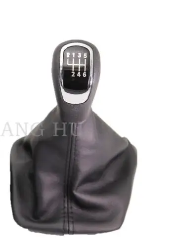 Для Skoda Yeti 2009 2010 2011 2012 2013 автомобиля 5 Скорость 6 Шестерни переключения с Черный кожаный чехол - Название цвета: 6 speed