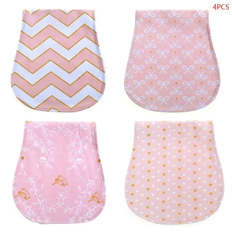 4Pcs/Pack Baby Burp Cloths Curved Absorbent Feeding Towel Anti-spit Milk Supply Feeding Towel