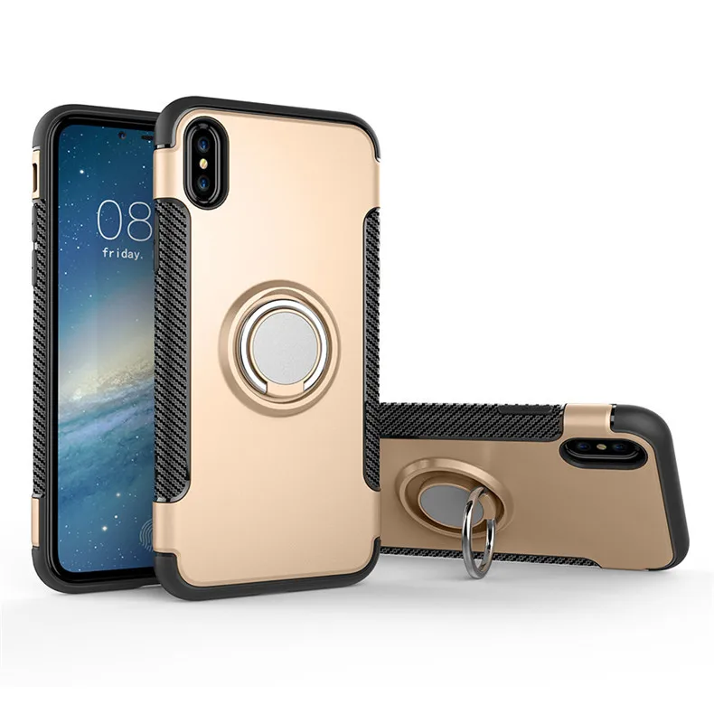 Модное опорное кольцо чехол для iPhone 5 5S SE 6 6S 7 8 Plus X XS XR XS MAX автомобильный металлический магнитный кронштейн с присоской - Цвет: Золотой