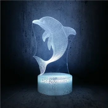

3D Adorable dolphin night light smart base touch remote lamps sea animal shape lovely toy cute bulb kids room decor