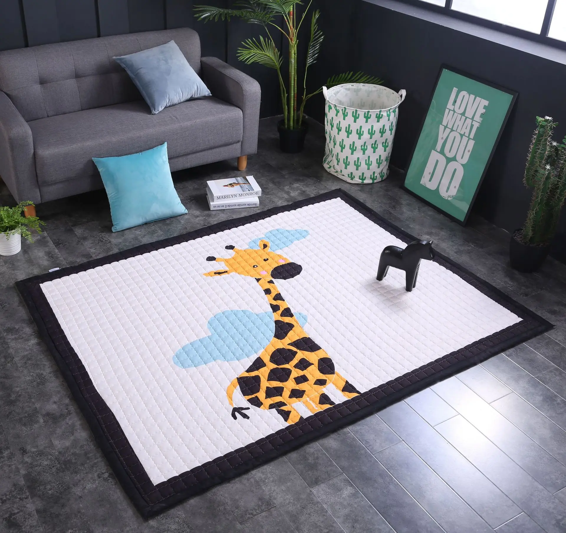Cotton explosions Danish environmentally friendly carpet children's cotton mats Nordic cartoon children's room game rug