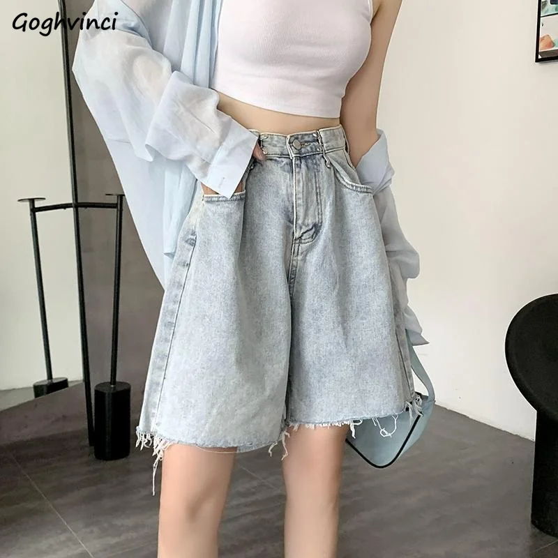

Shorts Women Tassel New Popular Solid Baggy Female Retro Simple Denim Summer Causal Mujer Street Style Vintage Wide Leg Trouser