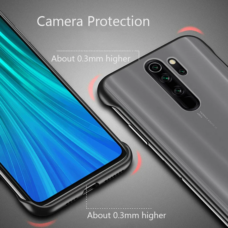 Чехол-бампер для Redmi Note 8 Pro, чехол без рамки, ультратонкий полупрозрачный матовый Жесткий Чехол для Xiaomi Redmi Note 8 Pro, чехол