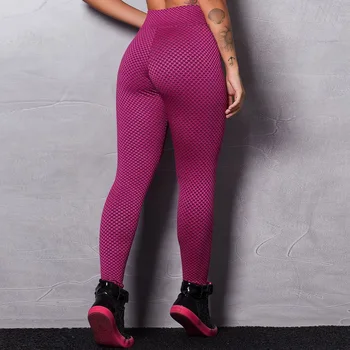 

Wine red honeycomb print push up leggings women's leginsSlim fit gym legging femme Elastic workout leggings high waist legging