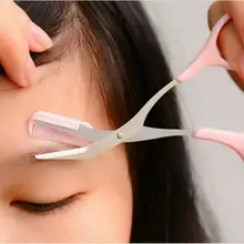 BearPaw ножницы для макияжа из нержавеющей стали, триммер для бровей, гребень для волос, маникюр, косметический инструмент для глаз, розовый цвет