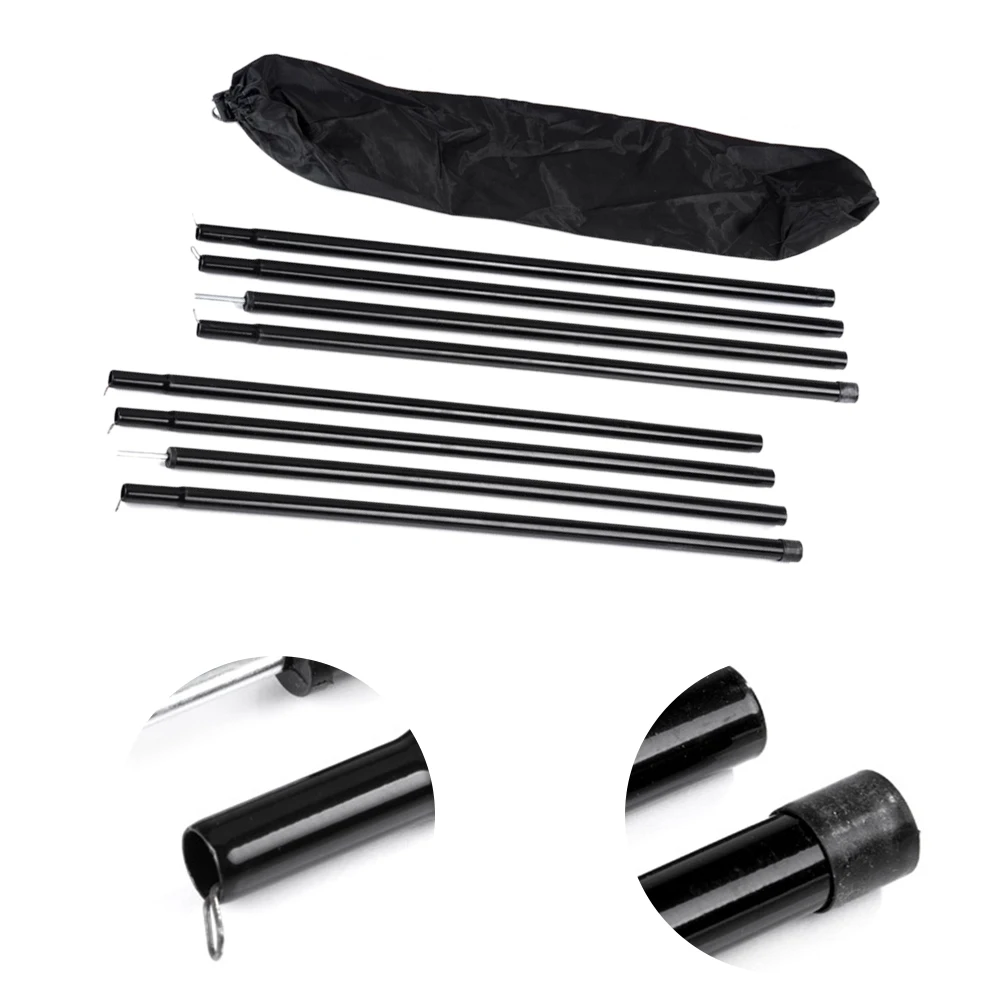 8 шт. Черный тент для кемпинга, Каркасы для палаток, набор палок для навеса, сменный кронштейн для поддержки, аксессуары для улицы, переносная сумка для хранения