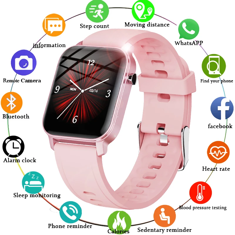 LIGE Women Smart Watch IP68 Waterproof 1.4 Full Touch Screen Sport Smart Watch Women Heart Rate Fitn