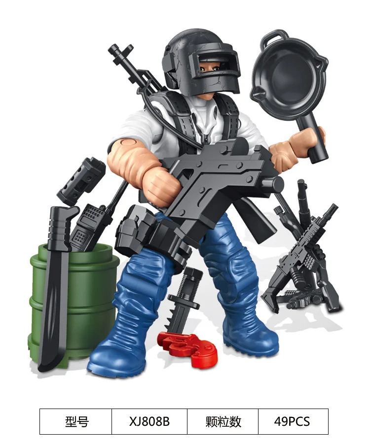 Военные пластиковые фигурки PUBG Mega Soldiers Minifigs модель строительные блоки Airdrop Packet парашют оружие Кирпичи игрушки для мальчиков