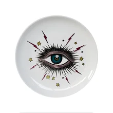Декоративная тарелка с большим глазом звездное небо, керамическое круглое блюдо, кошачья голова, блюдо для хранения ювелирных изделий, художественное, Небесный Глаз, красочная тарелка, модная