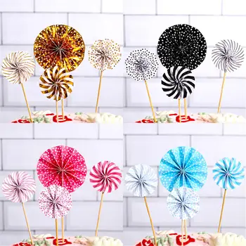 

Party Baby Shower Cake Decoration Flags Cupcake Toppers Cake Topper Mini Paper Fan Cake Topper 4pcs/lot